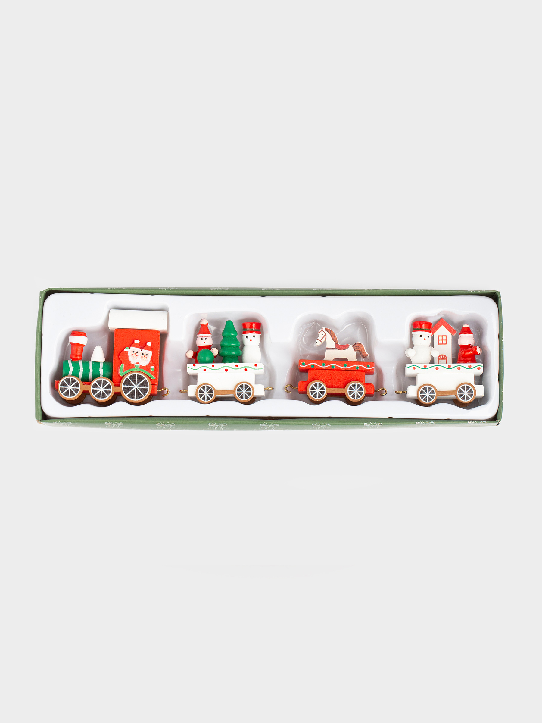 Статуэтка, 25 см, МДФ, красно-белая, Паровозик со снеговиком и елкой, Christmas style, image-4