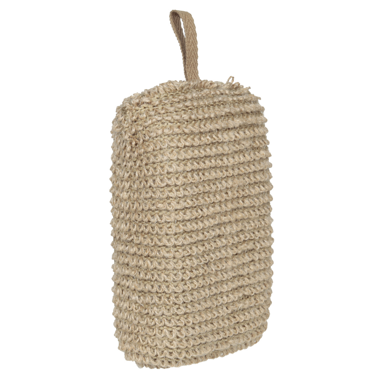 Мочалка-губка для мытья тела, 9х14 см, конопляное волокно/полиуретан, бежевая, Eco life изображение № 2