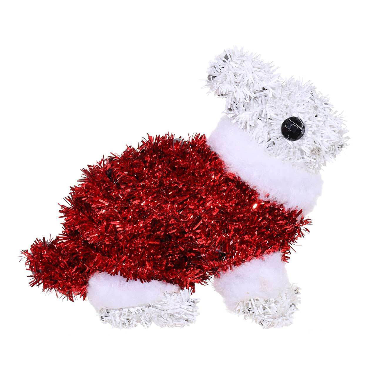 

Игрушка елочная, 14 см, мишура, красно-белая, Кролик, Tinsel