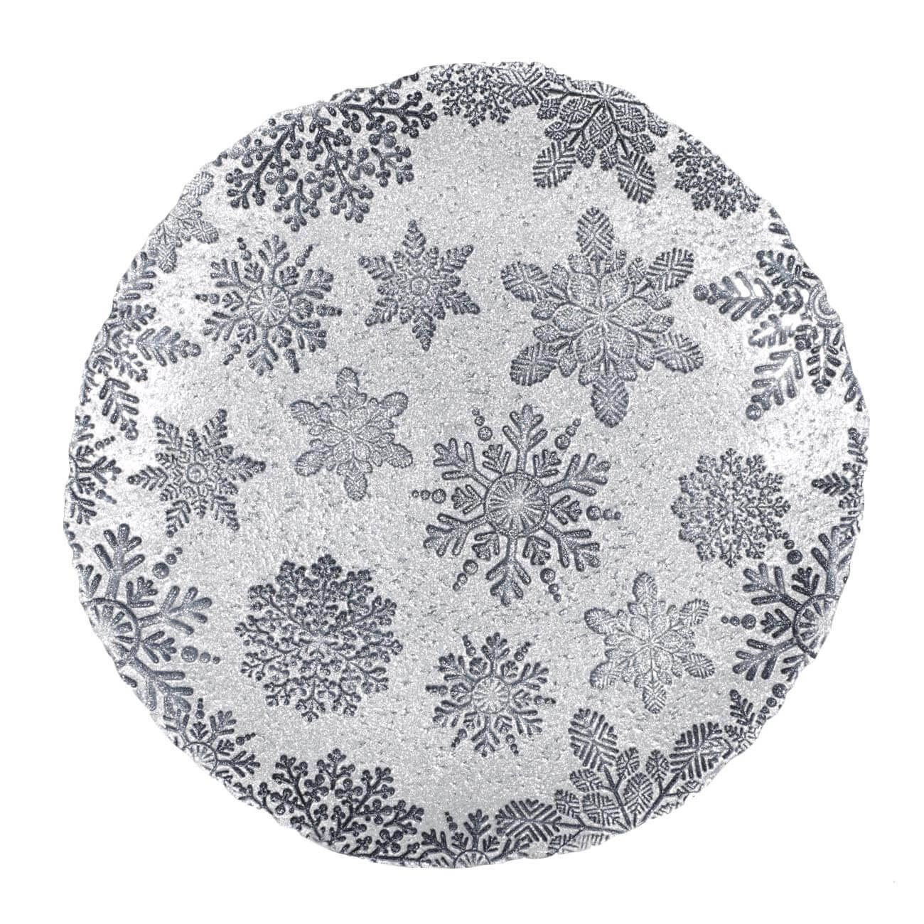 

Блюдо, 33 см, стекло, серебристо-синее, Снежинки, Snow glaze
