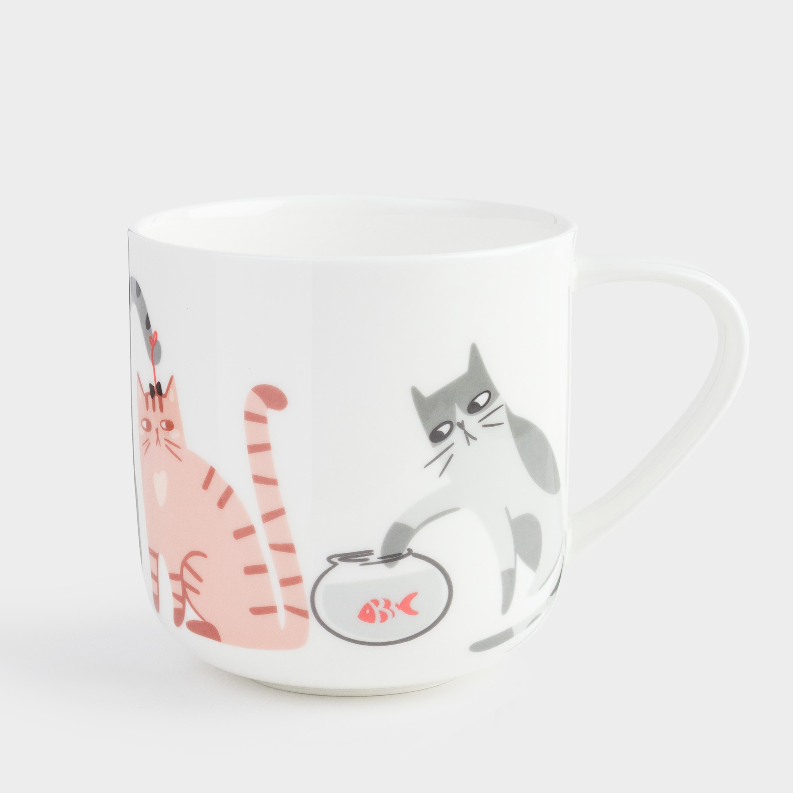 Кружка, 500 мл, фарфор F, белая, Коты, Cat, image-0