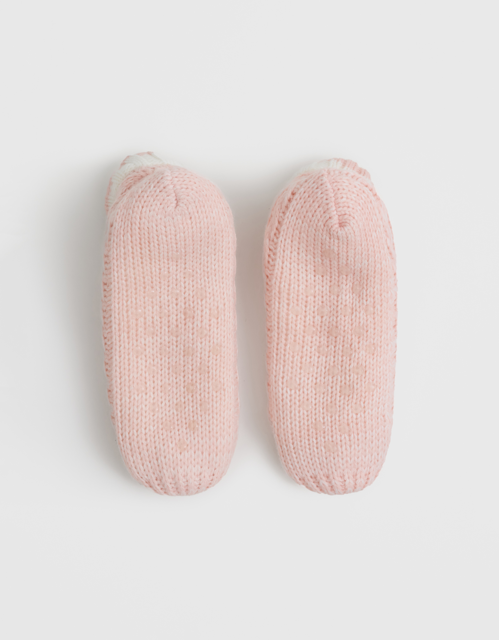 Носки женские, домашние, акрил/шерпа, розовые, Косы, Knitted soft, image-4