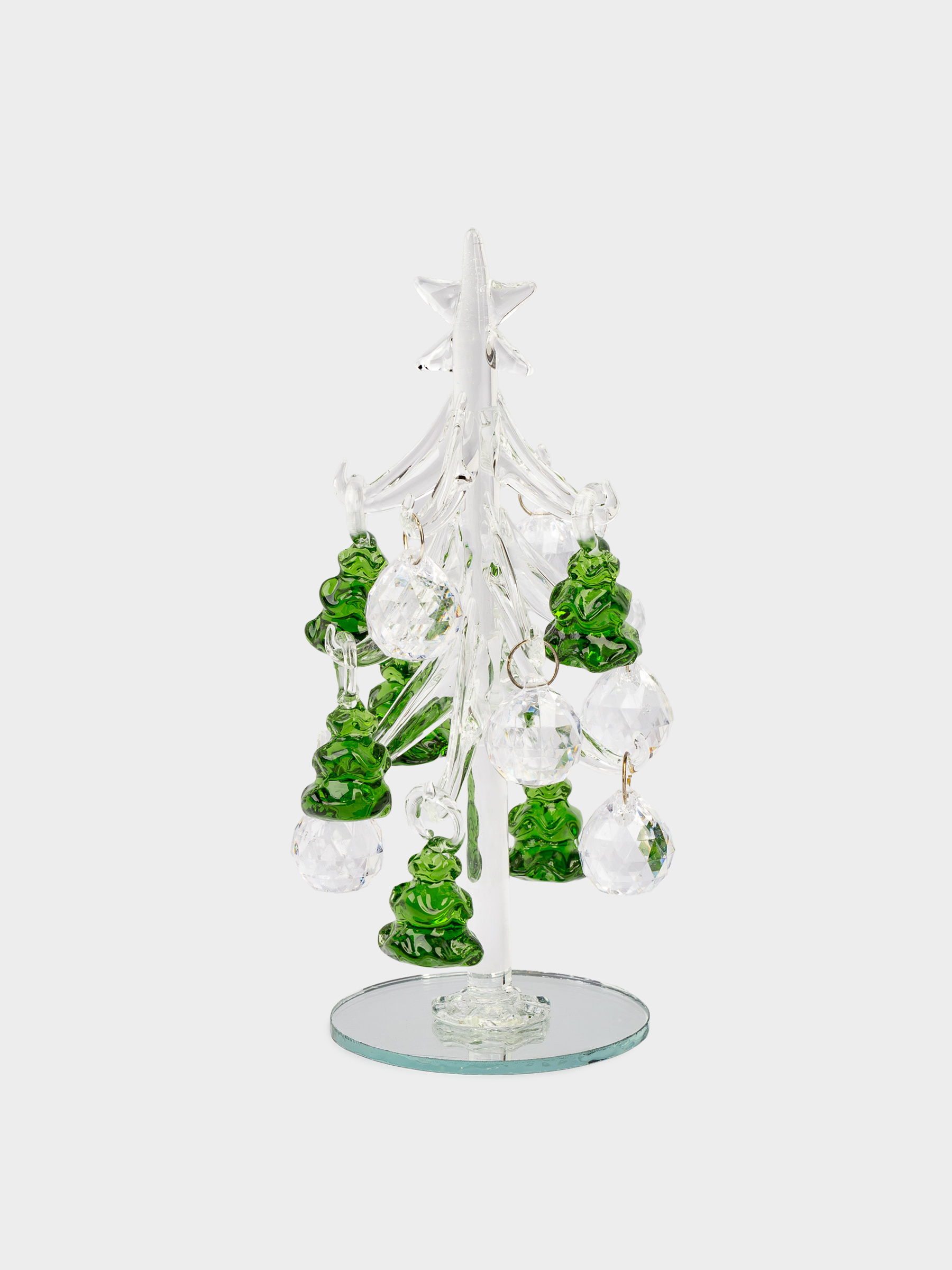 Статуэтка, 15 см, с подвесками, стекло, серебристая, Ель с игрушками, Christmas vitreous, image-1