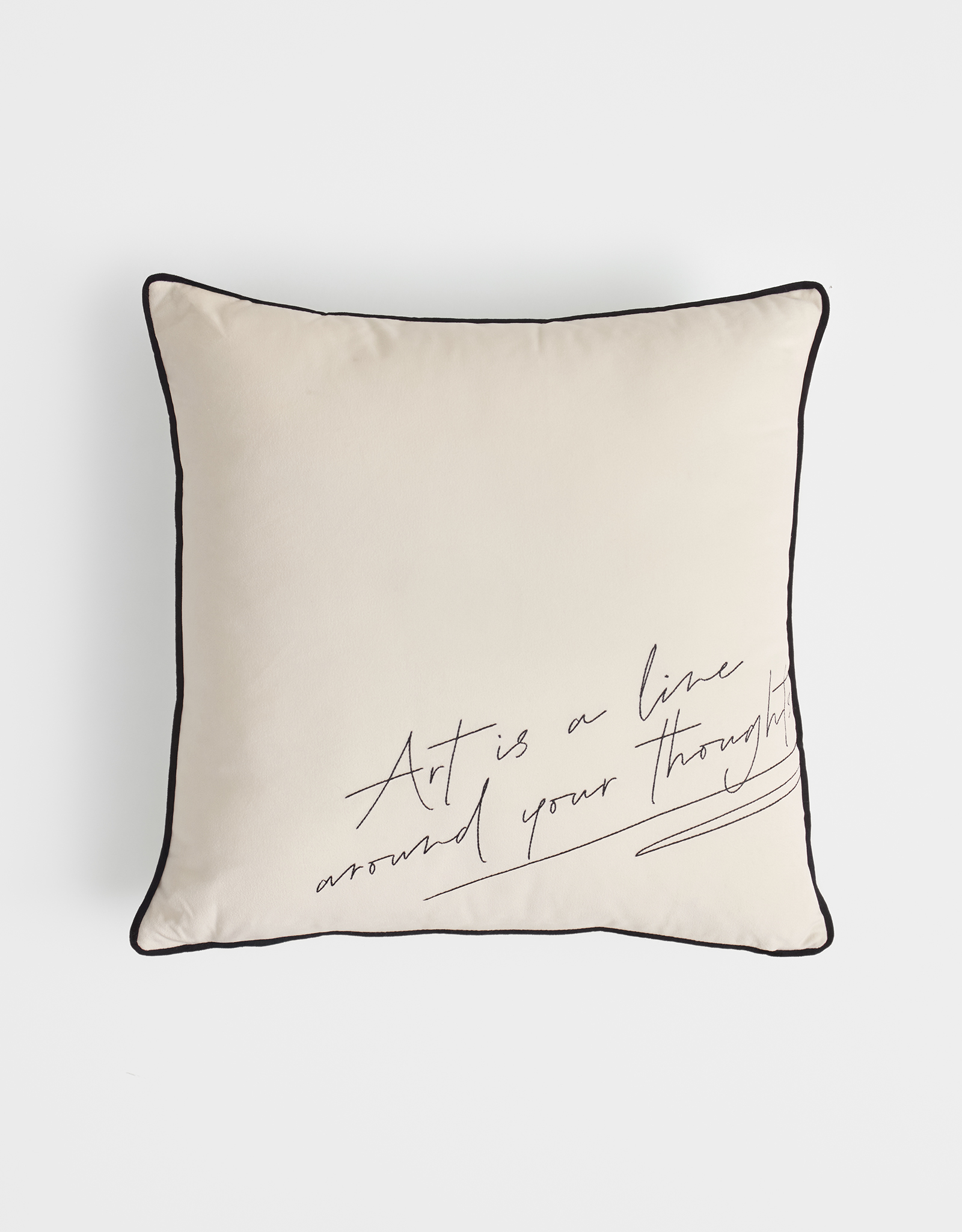 Подушка декоративная, 45х45 см, вельвет, молочная, Art is a line around your thoughts, Scroll, image-0