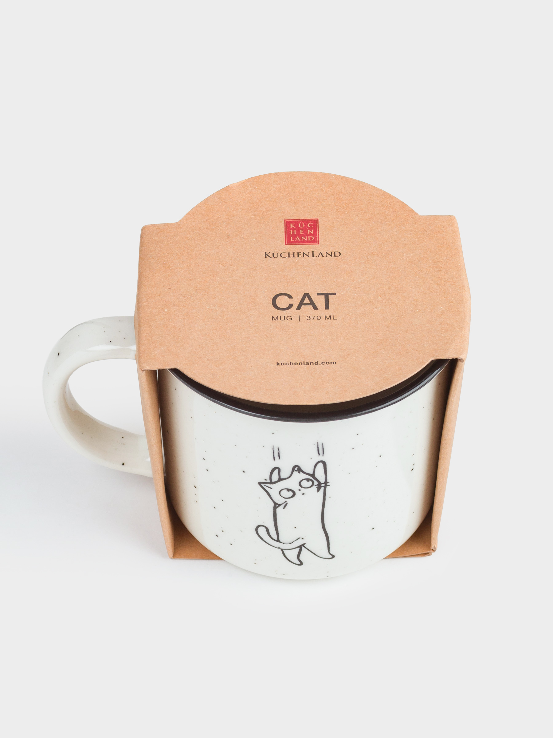 Кружка, 370 мл, фарфор N, молочная, в крапинку, Котенок, Cat, image-3