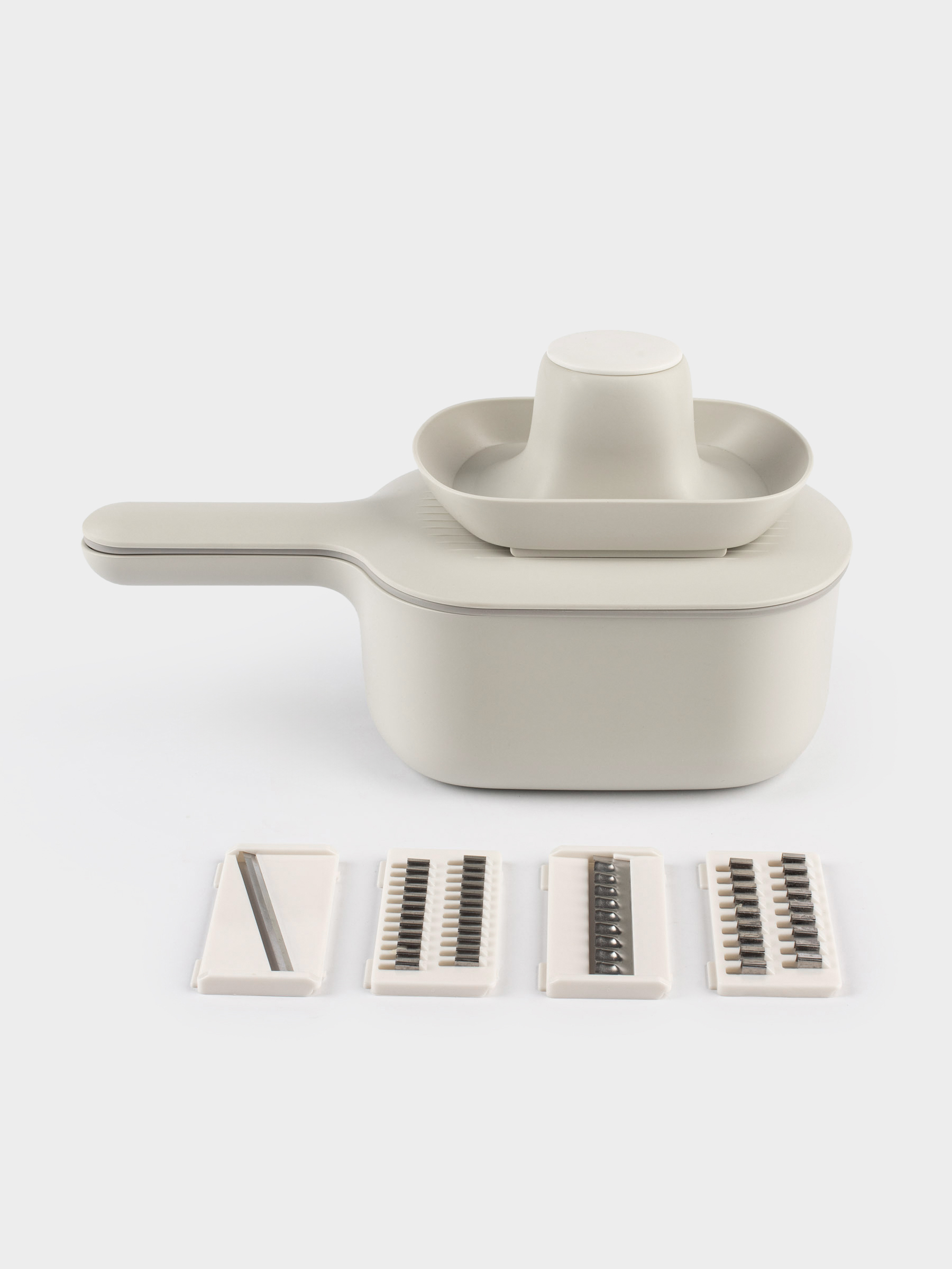 Терка, 29х14 см, 4 насадки, с контейнером, с ручкой, пластик/сталь, серая, Matto, image-9