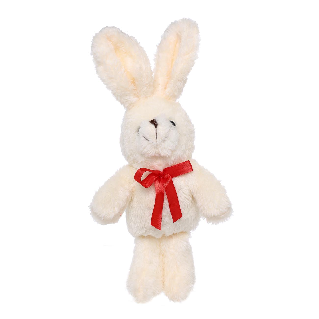 Игрушка, 27 см, мягкая, полиэстер, бежевая, Кролик с красным бантом, Rabbit - фото 1