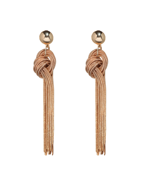 Серьги-пусеты, 14 см, 2 шт, длинные, металл, золотистые, Узел, Jewelry knot