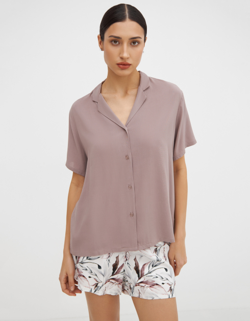 Рубашка женская, домашняя р. М, с коротким рукавом, вискоза, пыльно-розовая, Rosana
