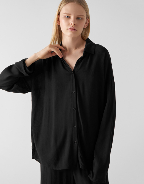 Рубашка женская, р. XL, с длинным рукавом, вискоза, черная, Julie