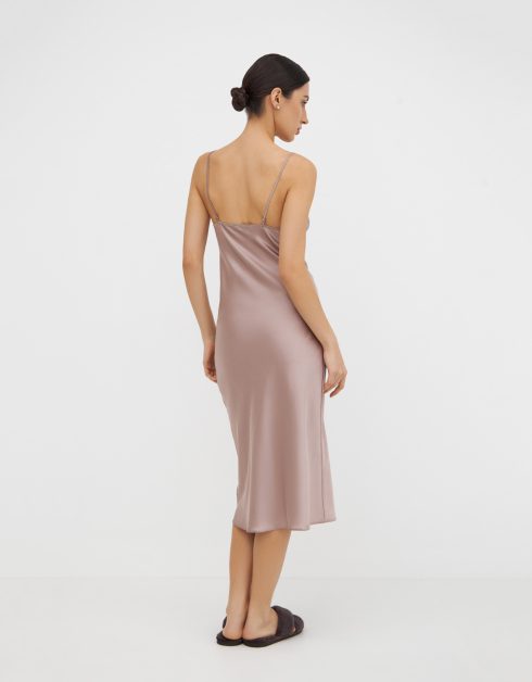 Платье женское, миди, р. XL, на бретельках, полиэстер/эластан, розовое, Luiza