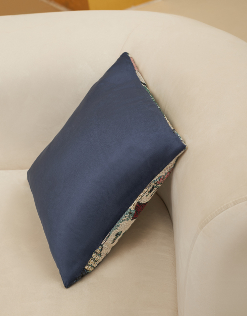Подушка декоративная, 45х45 см, гобелен/вельвет, синяя, Дома и ель, Forest house