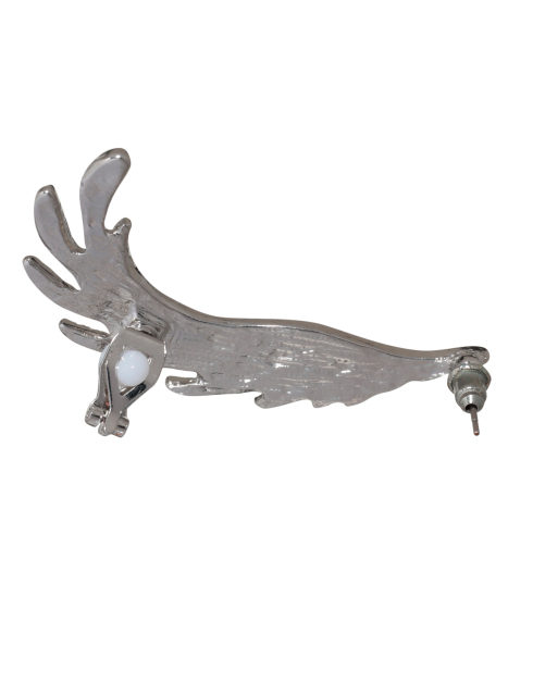 Серьга-кафф, 5 см, металл, серебристая, Крыло дракона, Jewelry dragon