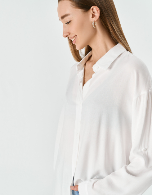 Рубашка женская, р. L, с длинным рукавом, вискоза, белая, Romola