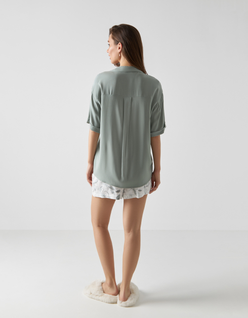 Рубашка женская, домашняя, р. XL, с коротким рукавом, вискоза, серая, Janice