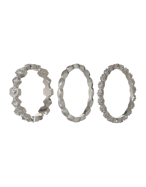 Набор колец, р. S-M, 5 шт, единый размер, металл, серебристый, Кристаллы, Jewelry crystal