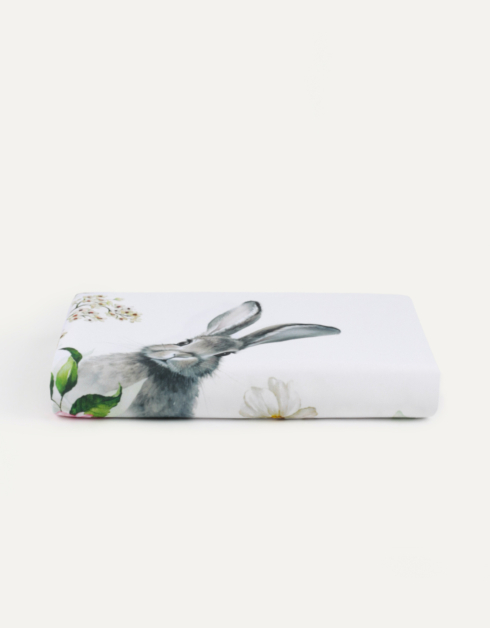 Скатерть, 160х160 см, полиэстер, белая, Кролик в цветах, Easter