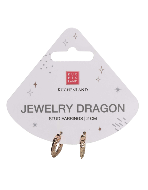 Серьги-кольца, 2 см, 2 шт, металл, золотистые, Драконы, Jewelry dragon