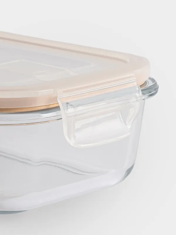 Контейнер, 640 мл, с клипсами, с клапаном, стекло Т/пластик, прямоугольный, Soft kitchen, image-4