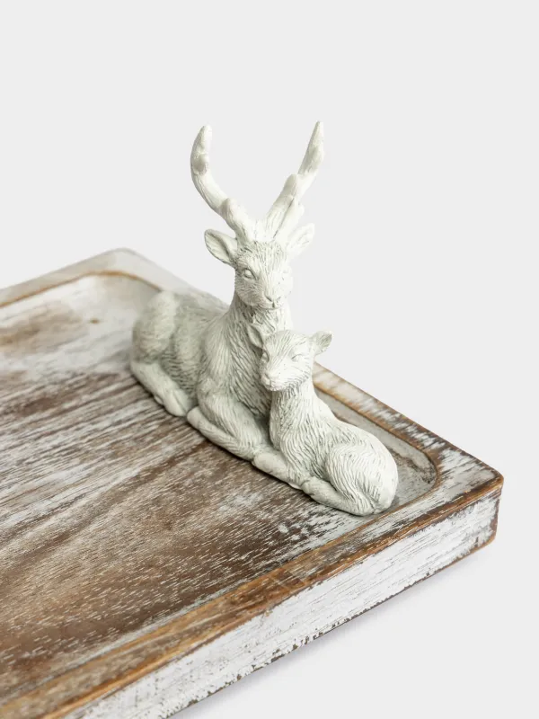 Блюдо сервировочное, 28х13 см, на ножках, Олени, Noble tree, image-1