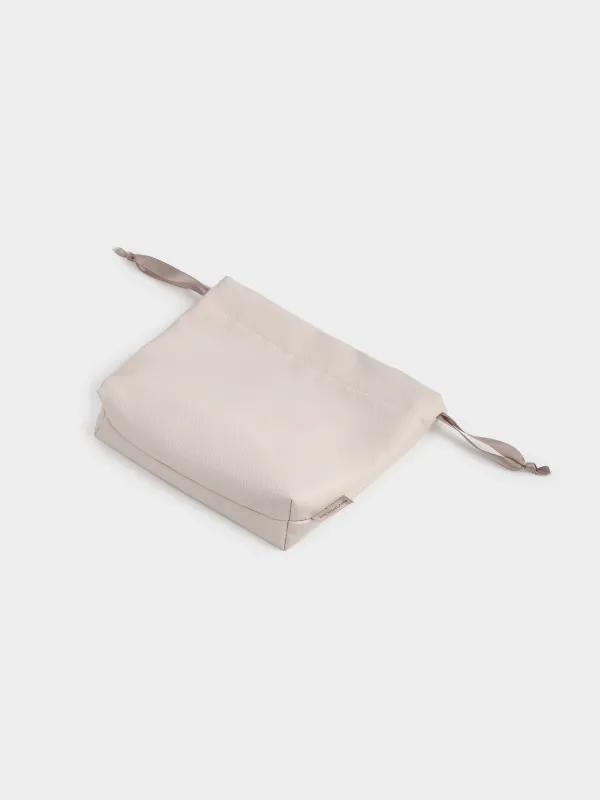 Косметичка, 25х20 см, на завязках, полиуретан, бежевая, Memo, image-5