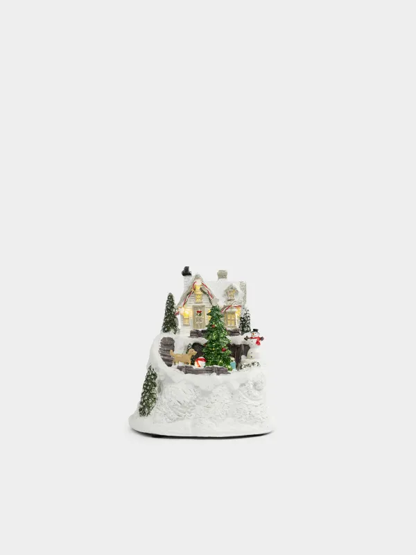 Статуэтка с подсветкой, 14х16 см, анимированная, Дом, Christmas style, image-0
