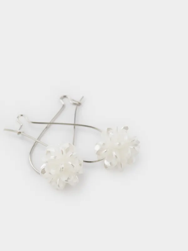 Серьги, 5 см, 2 шт, акрил/металл, серебристые, Цветок, Jewelry, image-2