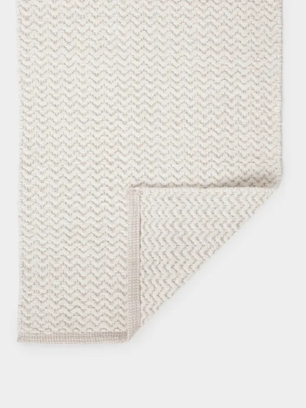 Коврик, 50х80 см, хлопок, молочно-бежевый, Зигзаги с люрексом, Shiny threads, image-1