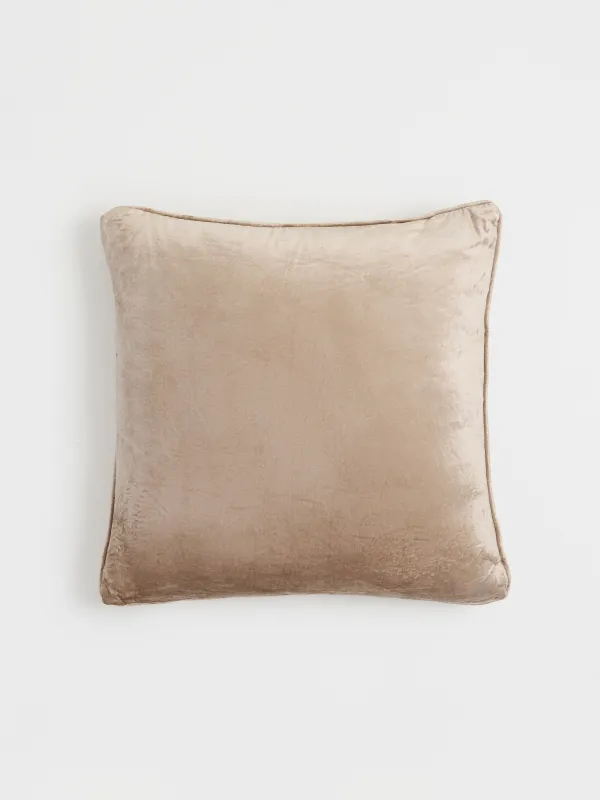 Подушка декоративная, 50х50 см, вельвет, бежево-коричневая, Жуки, Bugs, image-1