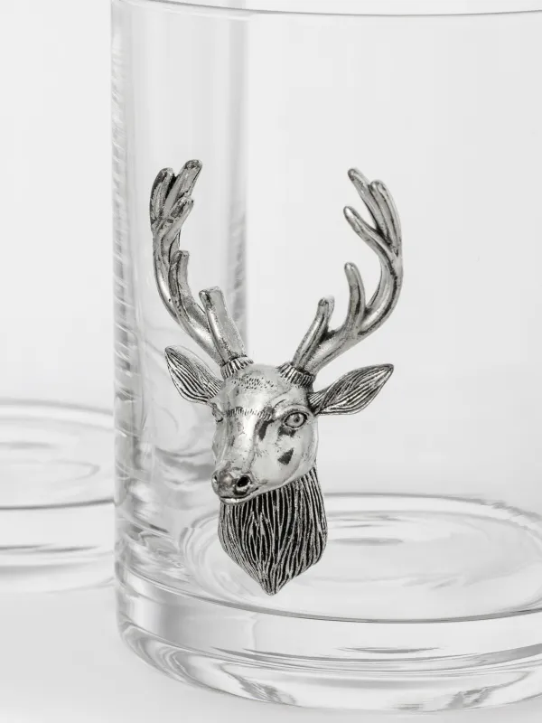 Стакан для виски, 10 см, 340 мл, 2 шт, стекло/металл, Серебристый олень, Lux elements, image-5