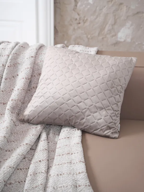 Подушка декоративная, 45х45 см, стеганая, вельвет, серая, Ромбы, Sewing, image-4