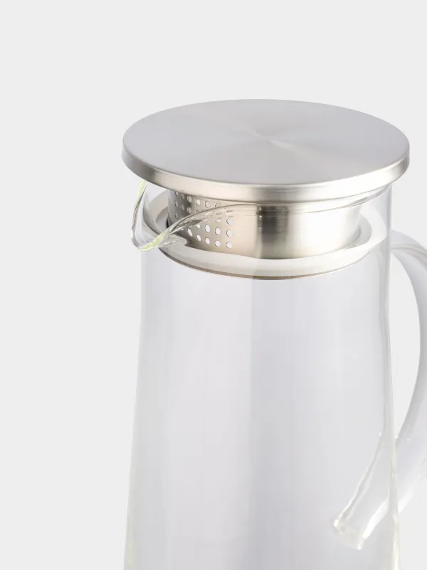 Кувшин, 1,3 л, с крышкой-фильтром, стекло Б/сталь, Pyramid, image-3