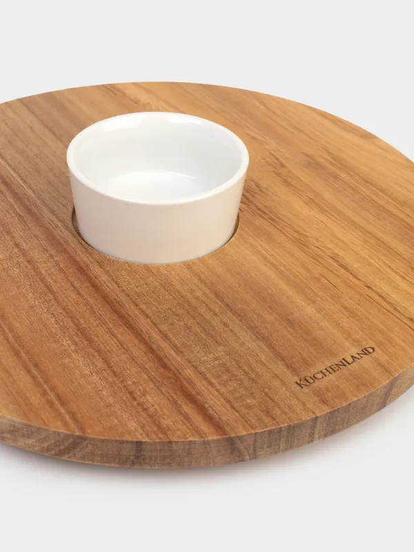 Блюдо для закусок, 30 см, с пиалой, вращающееся, дерево/фарфор P, Noble tree, image-6