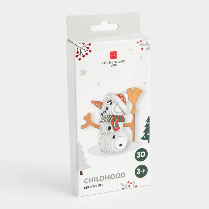 Набор для творчества, 8х8 см, 3D-конструктор, картон, Снеговик, Childhood, image-4