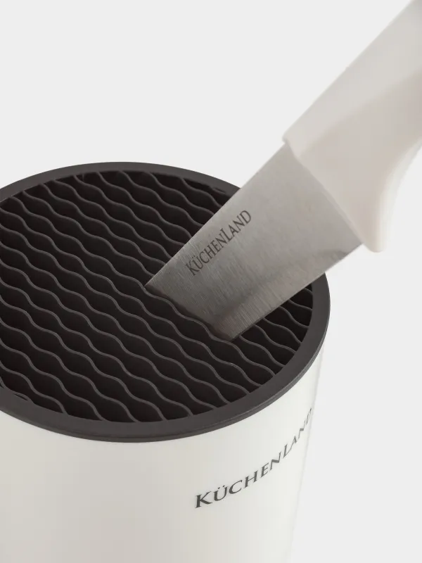 Набор ножей, 5 пр, в подставке, сталь/пластик, серый, Daily, image-5