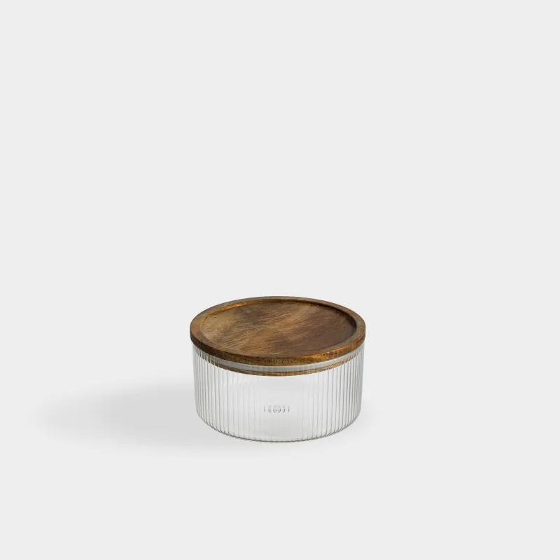 Банка для сыпучих продуктов, 500 мл, стекло Б/дерево, Ravi wood, image-1