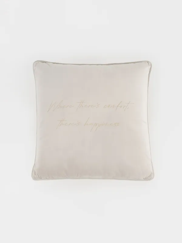 Подушка декоративная, 45х45 см, вельвет, молочная, Scroll, image-0