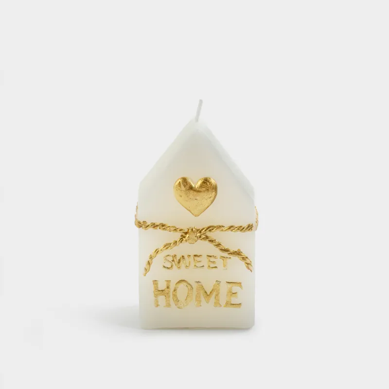 Свеча, 5х8 см, молочно-золотистая, Домик, House shape