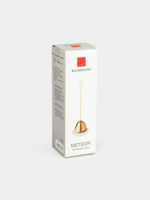 Сито для заваривания чая, 18 см, сталь/силикон, золотисто-молочное, Метеор, Meteor, image-6
