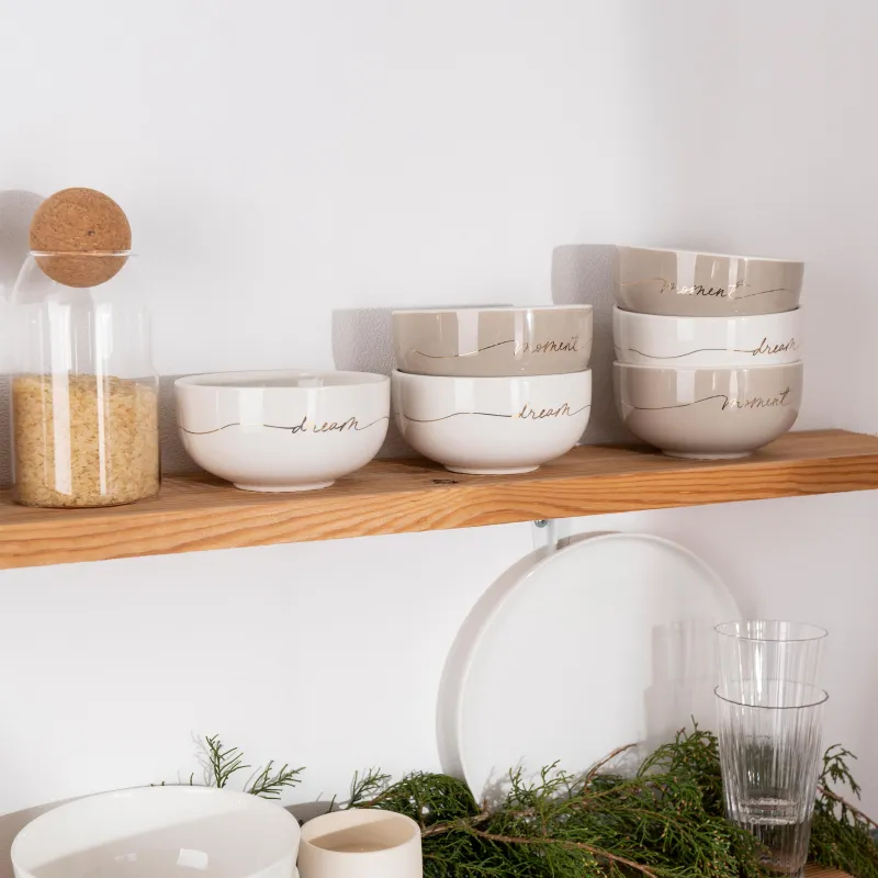 Пиала, 13х7 см, фарфор N, бежево-серая, Moment, Scroll, image-3