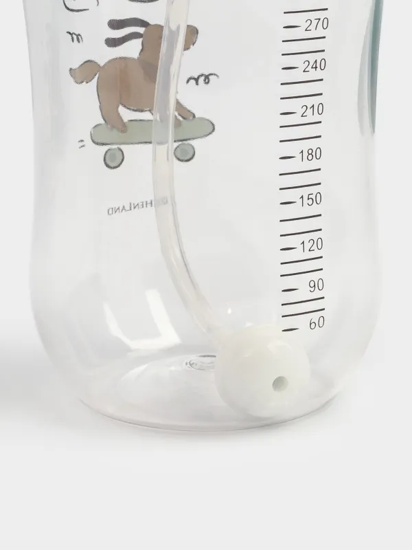 Бутылка-поильник, детская, 350 мл, тритан, серо-голубая, Собака на скейте, Kiddy, image-3