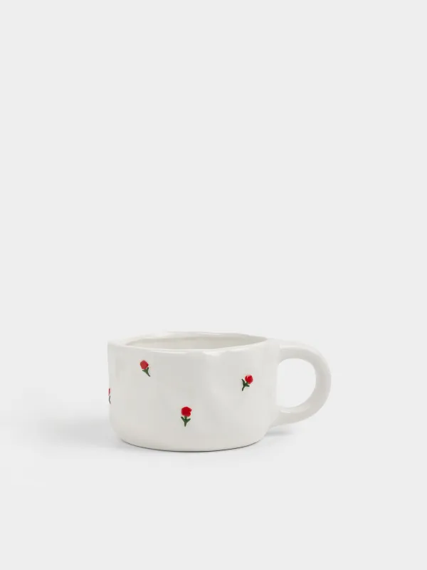 Кружка, 480 мл, керамика D, молочная, Доброе утро, Crumple flower, image-0