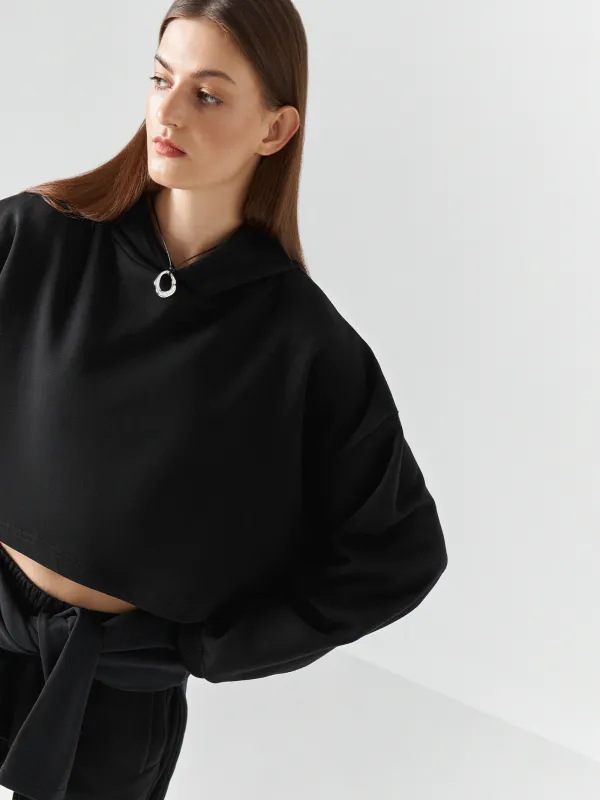 Худи женское, хлопок/полиэстер, черное, Fidelma, image-2