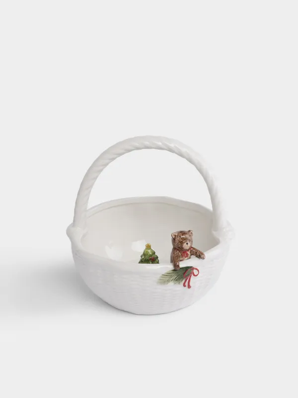 Конфетница, 20х20 см, с ручкой, Мишка с елкой, Christmas lamb, image-0