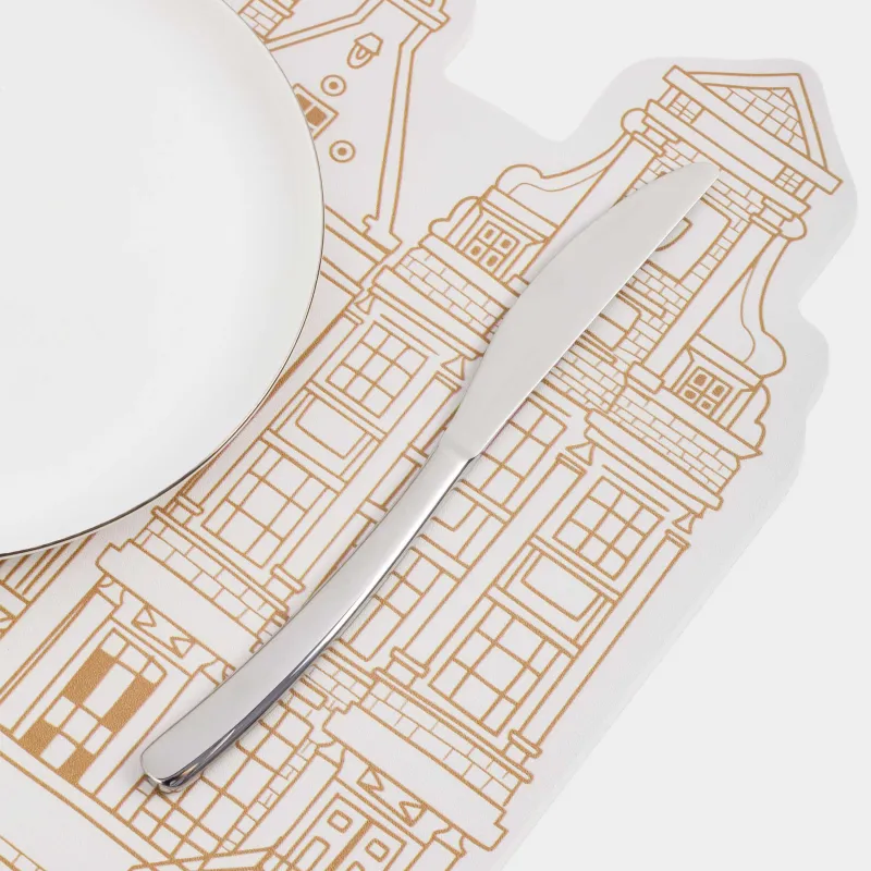 Салфетка под приборы, 33х43 см, ПВХ, фигурная, белая, Дома, Rock shape, image-2