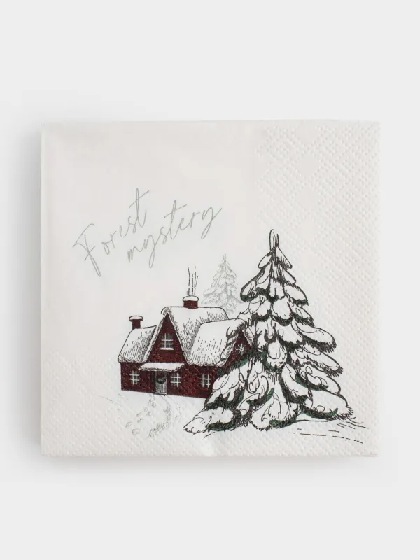 Салфетки бумажные, 21х21 см, 20 шт, Домик в лесу, Forest house, image-0