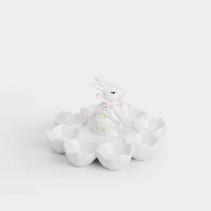 Блюдо пасхальное, 18х12 см, 8 отд, фарфор P, молочное, Кролик в цветах, Flora Easter