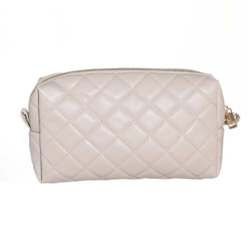 Косметичка, 18х11 см, стеганая, полиуретан, бежевая, Quilted, image-2
