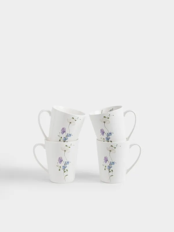 Кружка, 420 мл, 4 шт, фарфор N, белая, Полевые цветы, Cowslip, image-0
