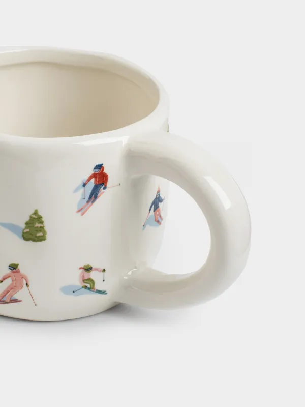 Кружка, 400 мл, керамика, белая, Лыжники, Skiers, image-2